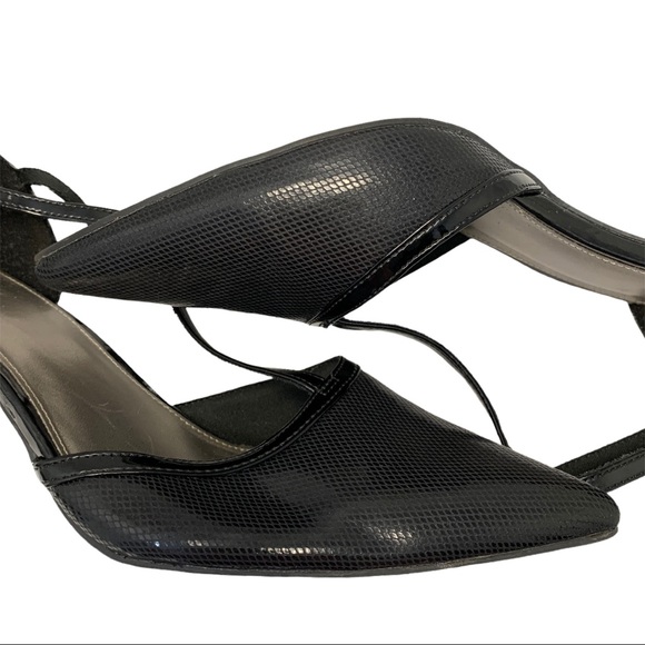 Fioni Black Pointy Toe T Strap Heels- Size 10 - Picture 8 of 14
